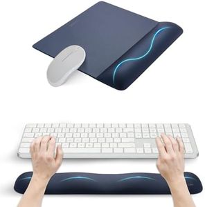 UnivoColors Wide Size Mouse Pad with Wrist Rest & L-Size Keyboard Wrist Rest Set,Premium PU Material,Low-Rebound Cushion,Ergonomic Design,Smooth Mouse Control with Hard Plate,Reduces Fatigue,Navy