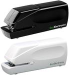 EcoElectronix Portable Automatic Electric Stapler - 30 Sheet Capacity, Quiet Operation, Jam-Free and Easy Reload - AC Adapter/Battery Powered (White & Black Combo)