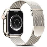 Higgs Upgraded Strap Compatible with Apple Watch Straps 10 42mm 41mm 40mm 38mm Women Men, Dual Magnetic Adjustable Replacement Band for iWatch Series 9 8 7 6 5 4 3 2 1 SE,Fashion Metal Strap Starlight