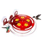 Kingsyard Window Hummingbird Feeder with Ant Moat, Strong Suction Cup Hummingbird Feeders for Outdoors - 8 Oz Leak Proof & 5 Bee Proof Feeding Ports, Red