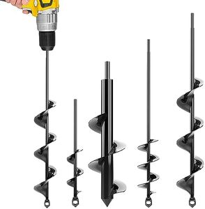 Auger Drill Bit for Planting 4 Pack – Garden Spiral Hole Drill and Bulb Planter Tool - Bedding Plants, Umbrella Holes – for 3/8 Inch Hex Drive Drill