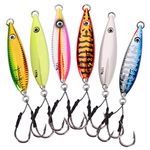 Calissa Offshore Tackle Fast Fall Jig 80g 150g 250g 300LBS Assist Hooks 3/0 Butterfly - Vertical Knife Speed Lure Slow Pitch Flat Glow Color Painted on Both Sides (6 Pack, 450g)