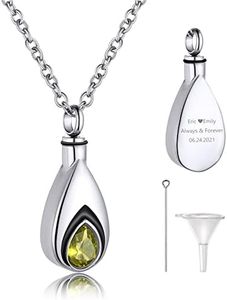 GOLDCHIC JEWELRY Personalizable Collar para Cenizas Humanas Acero Inoxidable, Collar Urnas Cenizas Animales -Agosto