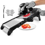 MASTERTOP Mandoline Vegetable Slicer, Portable Mandolin Onion Slicer, Mandoline Vegetable Cutters Julienne Chopper for Fruit, Potato, Cabbage, Send Cut Proof Gloves & Cleaning Brush