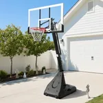 IGL Basketball Hoop Outdoor, 7.5-10 Ft Adjustable Basketball Hoop, 54 Inch Shatterproof PC Backboard Basketball Goal System, RECC Thickened Stainless Steel Square Pole