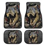 Dinosaur Car Floor Mats Set of 4,3D Dinosaur T-rex Vehicle Front Rear Carpets Mat Amazing Wildlife Animal Car Floor Carpets Rugs Non-Slip Auto Foot Mats Car Accessories Universal Fit for Car SUV Truck