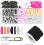 Yauhar 121Pcs Plastic Safety Breakaway Clasp with 1mm Elastic Cord Stretchy String with Scissors and Beading Needle, Bead Barrel Connectors Bulk Set for Jewelry Making (Multi-color)
