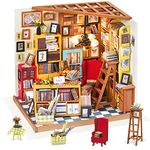 Rolife DIY Miniature Room Set-Woodcraft Construction Kit-Wooden Model Building Set-Mini House Crafts-Fashion Library Playset-Creative Birthday for Boys Girls Women and Friends