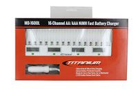 Titanium Smart Fast 16 Bay Ni-MH AA/AAA Battery Charger AC 100-240V + DC Adapters MD-1600L