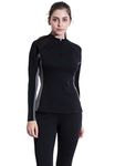 Valentina Womens Hot Thermo Body Shaper, Slimming Long Sleeve Shirt, Workout Sweat Sauna Suit, Arm & Abdominal Trainer, Stomach Fat Burner, Best SCR Bodysuit for Weight Loss, Black Large