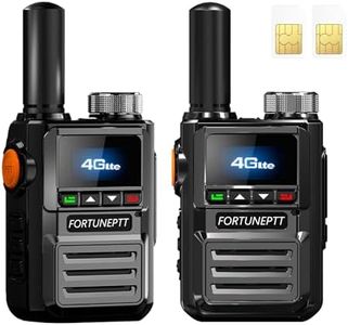 FORTUNE PTT Global Walkie Talkies Unlimited Range 4G PTT Rapid Two Way Radio Nationwide Long Distance Portable for Family & Work Team(with SIM Cards)