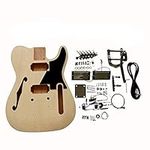 Coban Guitars Electric Guitar DIY Kit TL6A Ash Body Semi Hollow Ebony Fingerboard Black or White Pickguard (Black Pick-Guard)