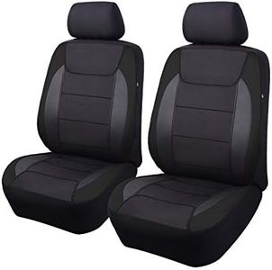 Flying Banner Housses de siège avant en gabardine, compatibles avec airbag, universelles pour la plupart des voitures, camions, fourgonnettes, SUV(Noir)