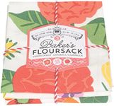 Now Designs Floursack Kitchen Towels Quick Dry Cotton Hand Towel Set, 3 Count, Flowers of The Month, 20 x 30 in