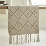 Ultica Fab Home Decor Kart Cotton Table Runner For 6 Seater Dining Table | Handwoven Textured Centre Table Kitchen Cloth | Heat Resistant Tabletop Mats For Living Room (Beige Square), Large