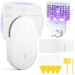 Fruit Fly Trap Indoor (2 Device + 12 Refills), Plug-in LED UV Fly Catcher for Flies, Gnats & Moths with Adjustable Brightness, One-click Switch to Night Light Mode, for Kitchen and Home
