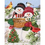 Bits and Pieces - 50 Piece Large Piece Family Jigsaw Puzzle for Adults & Kids - 15" x 19" (38 cm x 48 cm) - Snow Couple Feeding The Birds - 50 pc Snowman Fun Jigsaw by William Vanderdasson