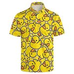 Mens 80s Golf Shirt Dry Fit Performance Short Sleeve Print Shirts Funny 90s Golf Shirts for Men, Yellow Duck, Medium