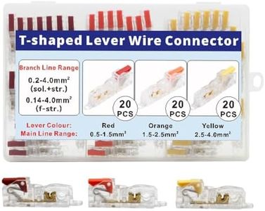YQSIYU T-Type Wire Connectors - 60 Pcs, T Tap, Solderless, No Stripping, 2 Way, Wire Splice, Fit 20-12AWG, Easy Opening, T-Shaped, Break Free Clip