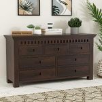 GateWay Furniture Solid Sheesham Wood Wooden Chest of Drawers with 7 Drawer Storage - Multipurpose Storage Dresser Cabinet Rack for Bedroom Home Living Room (William, Walnut Finish)