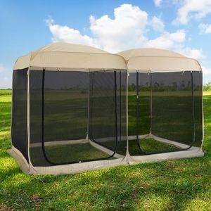 Alvantor Screen House Room 2024 Upgraded 2 in 1 Screen Tent Pop Up Gazebo with Mesh Mosquito Netting, Sun Shade Outdoor Canopy for Patio, Camping, Backyard and Outside Activities- 12' x 7.5', Beige