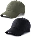 FURTALK Men and Women Vintage Washed Distressed Cotton Baseball Cap Plain Blank Adjustable Classic Baseball Hat Cap Green/Black