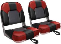 Leader Accessories A Pair of New Low Back Folding Boat Seat(2 Seats) (D-Red/Black/Charcoal)