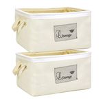 HomeStorie ® Jute Eco-Friendly Foldable Storage Basket Bins Organizer - (Cream, Large) Set of 2- AR2297-L