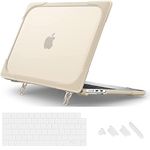 Midkart Case Compatible with MacBook Air 15 inch Model M3 A3114 M2 A2941 Release 2024 2023 with Liquid Retina Display & Touch ID Heavy Duty Hard Shell Kickstand Shockproof Cover, Khaki