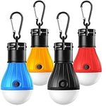 Camping Lights, Tent Lights with Carabiner Clips - Waterproof Portable Battery Operated Emergency Tent LED Light Bulb Lamp Lantern for Outside Camping Outdoor Hiking Fishing (4 Pack)