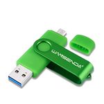 128GB OTG Micro USB Flash Drive Wansenda 2 in 1 USB Pen Drive Micro Port & USB 3.0 Memory Stick High Speed Thumb Drive with Led Indicator for Android Phone/PC/Mac (Green)