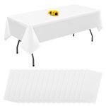 YMHPRIDE 16 Packs Disposable Tablecloths White Plastic Rectangle Table Cloth 54"x 108"Premium Table Covers for 6 to 8 Ft Tables Indoor or Outdoor Parties Birthdays Weddings Picnics Decorate