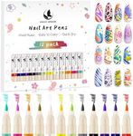 12 Colors Nail Art Pens Set, 3D Acrylic Paint Nail Polish Pens for Drawing &Dotting, Quick-Dry Nail Art Markers with Fine Tip, Manicure Design Tools for DIY Nail Art at Home & Salon