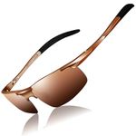 DADA-PRO Polarised Sunglasses Mens Running Driving Cycling Sports Wrap Around Sun Glasses Designer UV400 Protection Mirrored Shades for Fishing Hiking (Brown)