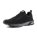 Hitmars Mens Trainers Ladies Running Shoes Mens Trail Running Gym Outdoor Sports Shoes Lightweight Fashion Sneakers Black N3 Size 7.5 UK=42EU