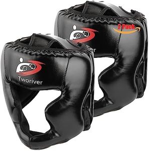 Boxing Headgear 2 Pack, One Size Fits All Ages MMA Headgear, Closed Type Boxing Helmet, Sparring MMA Muay Thai Kick Brace (Black-Black)