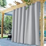 StangH Outdoor Waterproof Curtains for Patio - Extra Wide Blackout Curtains Block Sunlight Heat Out for Sliding Glass Door/Porch/Pavilion/Yard, W100 x L84, Silver Grey, 1 Panel