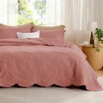 Bedsure King Size Quilt Set - Pre-Washed King Size Bedding Set - Ultra Soft Bedspread King Size - Grayish Pink Bedding Coverlet for All Seasons (Includes 1 Quilt, 2 Pillow Shams)