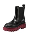 Calvin Klein Flatform Mid Womens Chelsea Boots in Black Burgundy - 5 UK