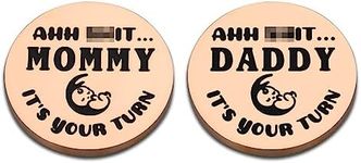 Funny Baby Gifts New Dad Mom Decision Coin for Dad Mom to be, Pregnancy Gifts for First 1st Time Dad Mom Daddy Mommy, Baby Shower Announcement, New Parents Gift for Fathers Day Christmas Birthday