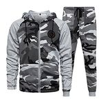 AOTORR Mens Tracksuit Set Gym Jogging Bottoms Full Zip Joggers Sports Suit Hoodie Jacket with Pockets Gray M