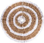 Juvale Rustic Christmas Tree Skirt, White and Brown Round Tree Skirt Holiday Decor (48 in)