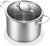 DELARLO Tri-Ply Stainless Steel 8 Quart Stock Pot, All Stove Compatible Up to 600℉ Soup Pot with Lid, 18/10 Induction Big Stockpot with Lids, Large Stainless Steel Induction for Cooking