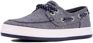 Nautica Kid's Spinnaker Youth Boat Shoe Casual Loafer 2 Eye Lace (Little Kid/Big Kid), Navy Heather, 2 Little Kid