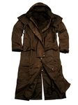 KAKADU Australia Cowboy Saddle Slicker Rain Coat Duster Roll Up Hood - Storm Jacket Full Length Unisex, Brown, Small