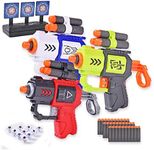 SZJYMY 3 Pack Blaster Gun Toy Guns, Soft Foam Dart Blaster Compatible with Nerf Guns with 10 Little Tumbler 1 Nerf Targets For Shooting 30 Pcs Soft Foam Darts Toys For 3 Year Olds Boys