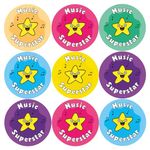 144 Music Superstar Reward Stickers For Children, Teachers & Parents - Colourful, Easy Peel Stickers With Strong Adhesive Glue [144 30mm Stickers]