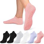 Pairs Pilates Socks Grip Socks for Women-Non-Slip Yoga Socks for Ballet Dance Barefoot Workout Pregnant Crew Socks