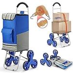 Shopping Cart, Super Loading Stair Climber Cart 220 lbs Capacity Grocery Foldable Cart with Extra Large Shopping Bag Laundry Utility Cart with Adjustable Bungee Cord