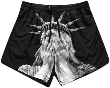 GORGLITTER Men's Designer Graphic Shorts Drawstring Waist Cool Track Gym Running Workout Shorts Black Graphic XX-Large